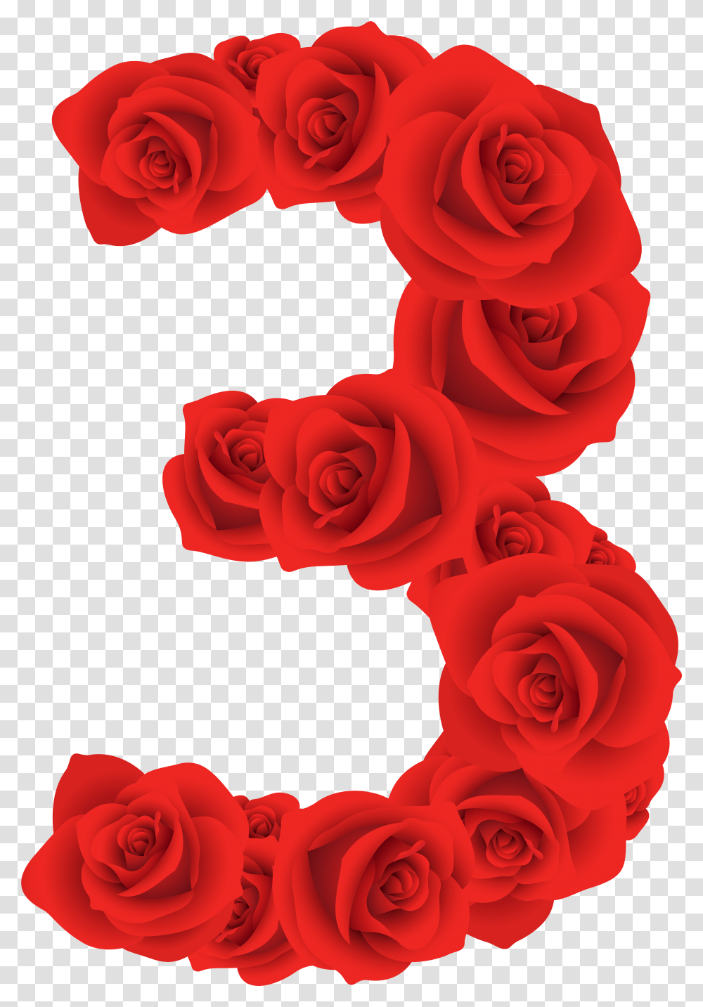 Number 3 In Roses Transparent Png