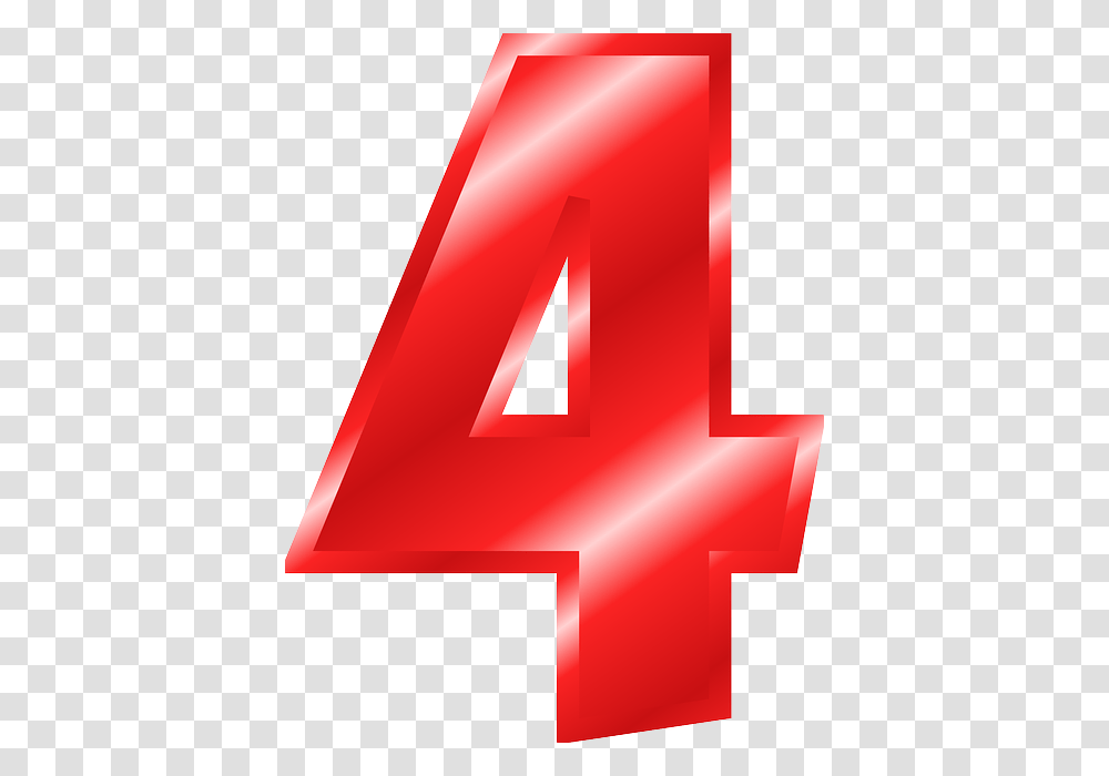 Number 4 Digit Figure Cipher Count Numerary Red, Mailbox, Letterbox Transparent Png