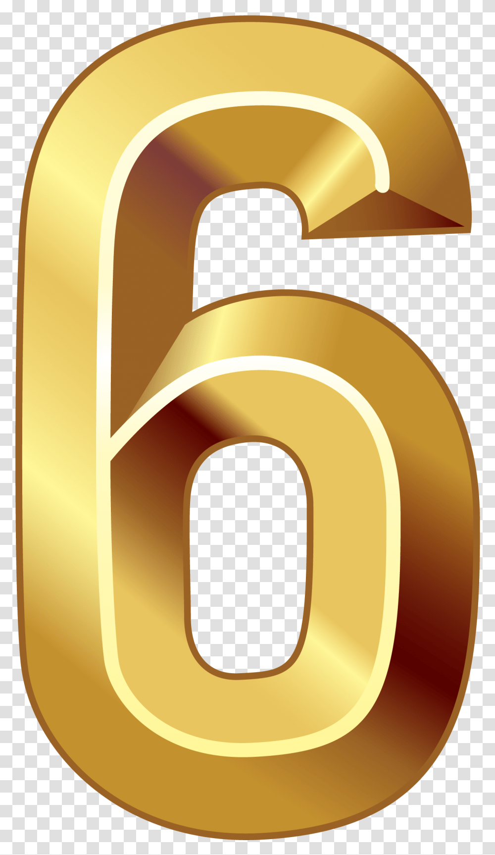 Number 6 Clipart Six Number 6 Gold, Symbol, Text, Lamp, Alphabet Transparent Png