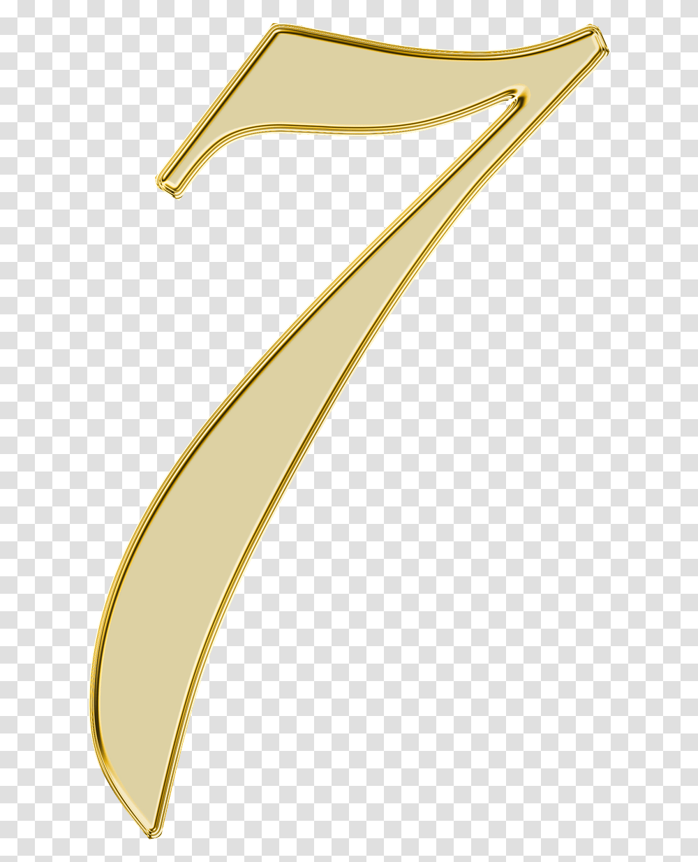 Number 7 Golden Clip Arts Golden 7, Sword, Blade, Weapon, Weaponry Transparent Png