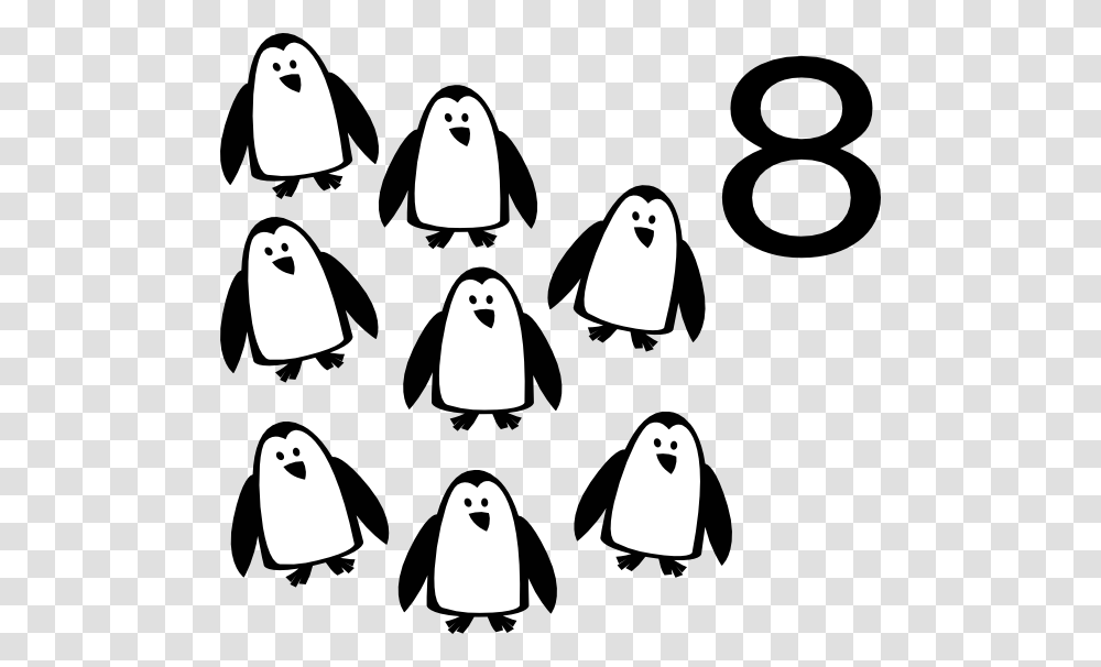 Number Character Clipart Black And White, Penguin, Bird, Animal, Stencil Transparent Png