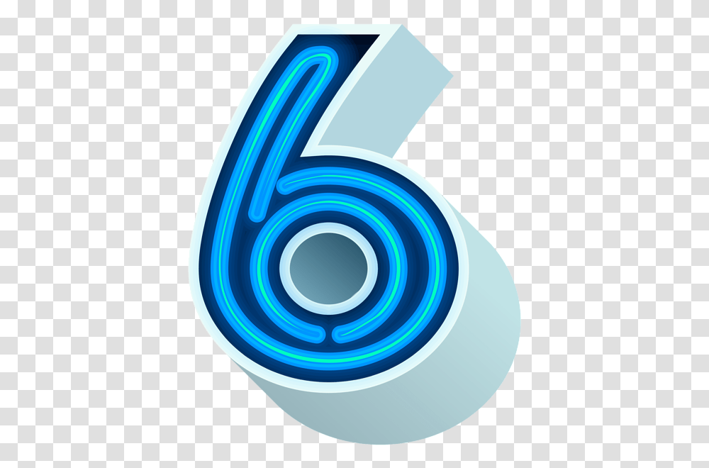 Number Six Neon Blue Clip Art Transparent Png