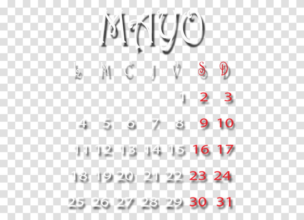 Number, Alphabet, Calendar Transparent Png