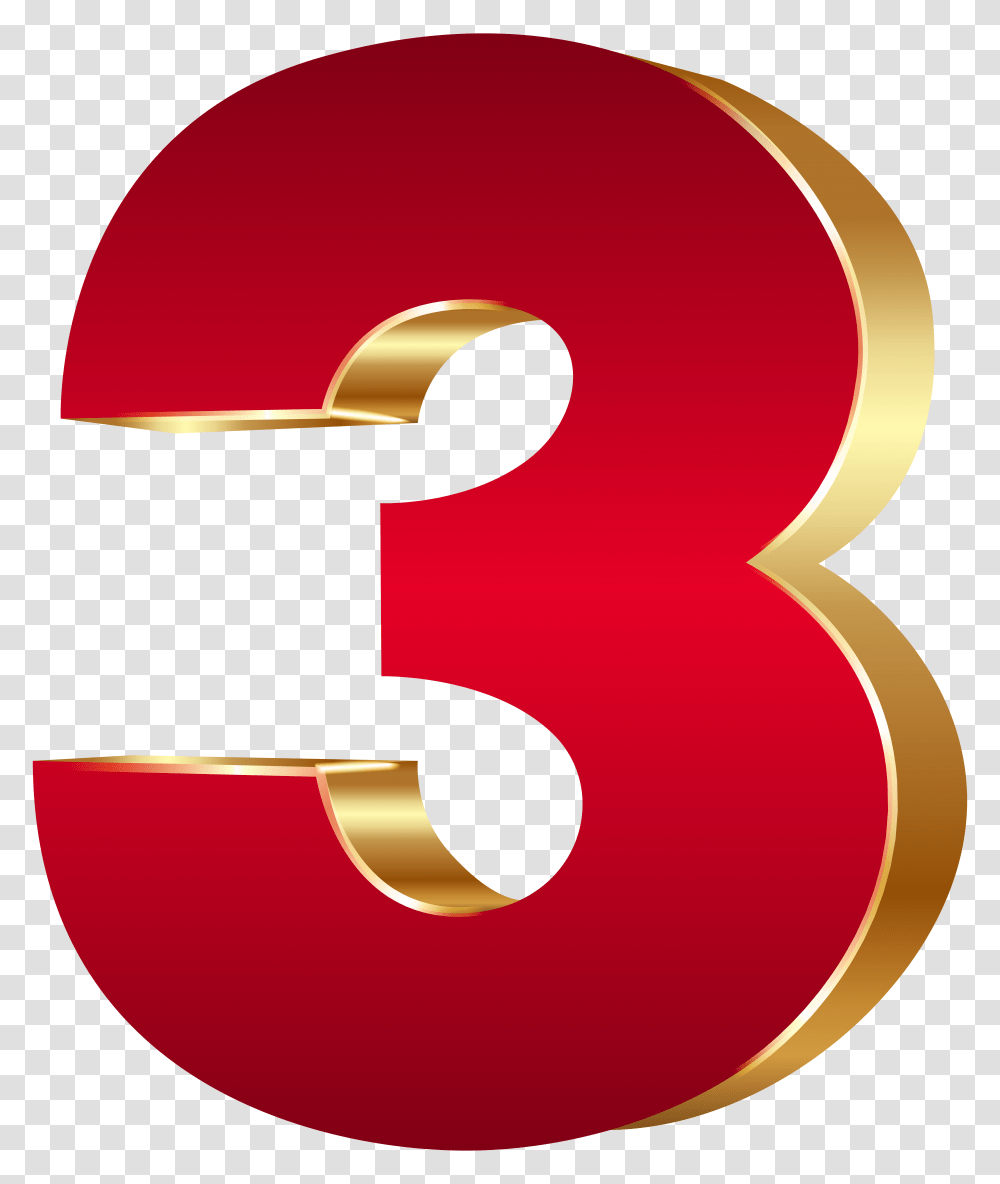 Number Three Red Gold Clip Art Gallery, Security, Lamp Transparent Png