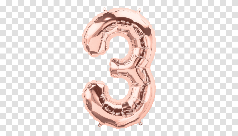Numbers 0 To 9 Rose Gold Foil Balloon 16 In And 34 Each Balloon Number 3, Helmet, Clothing, Apparel, Stomach Transparent Png