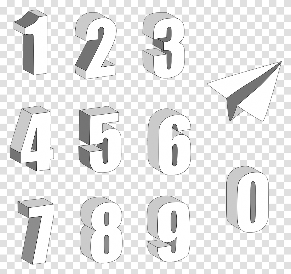 Numbers 3d Paper Airplane Free Picture Parallel, Alphabet Transparent Png