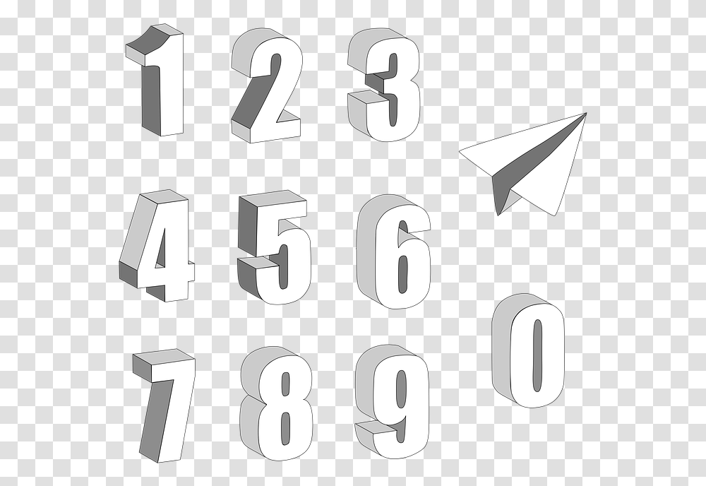 Numbers 3d Paper Airplane Symbol 3d Numbers Digit Graphics Transparent Png