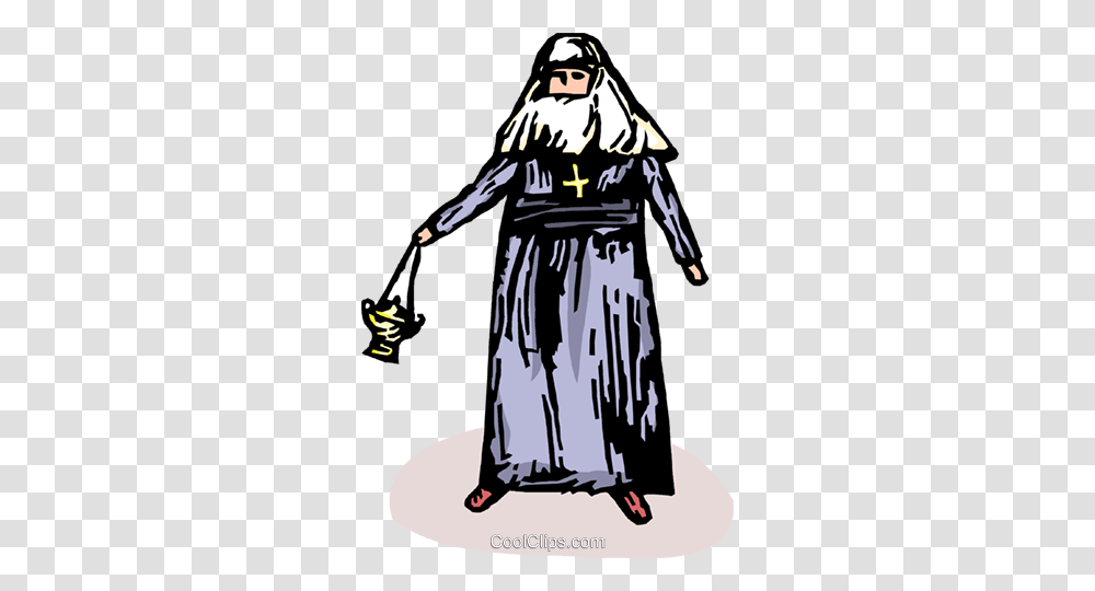 Nun With Incense Royalty Free Vector Clip Art Illustration, Person, Performer, Manga Transparent Png