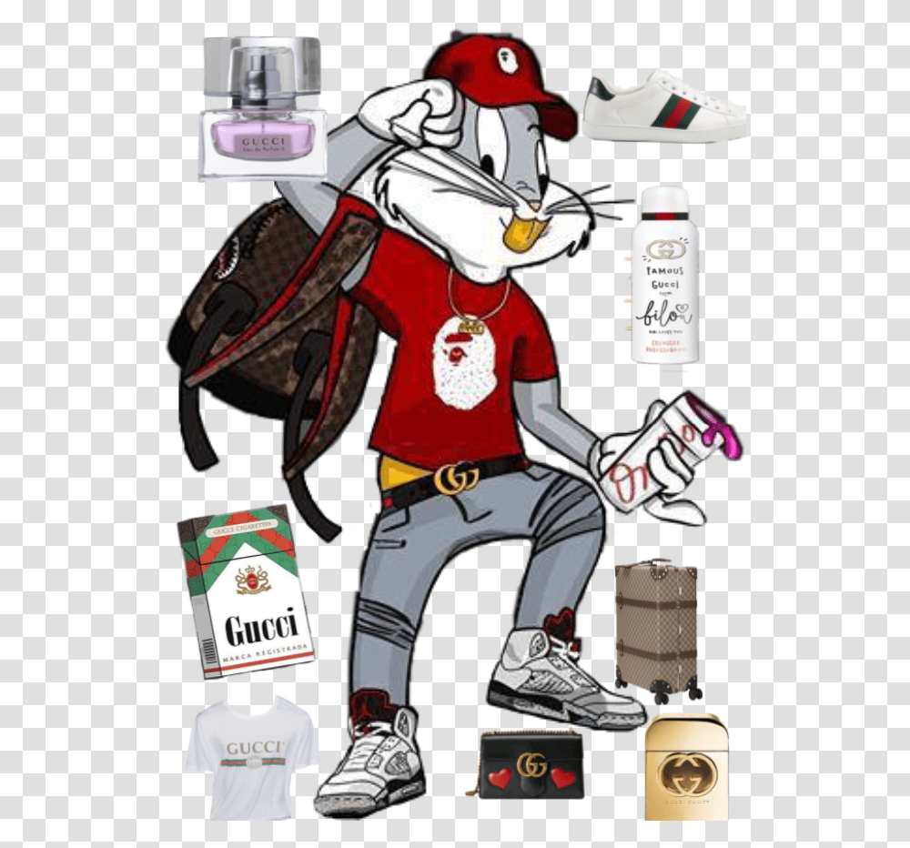 Nur Noch Gucci Supreme Hoodie Bugs Bunny, Person, Human, Performer, Comics Transparent Png