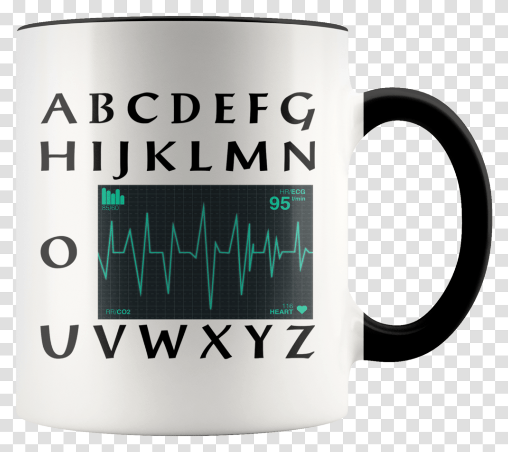 Nurse Alphabet Pqrst Heartbeat Monitor Wave Mug Beer Stein, Coffee Cup, Electronics, Screen Transparent Png