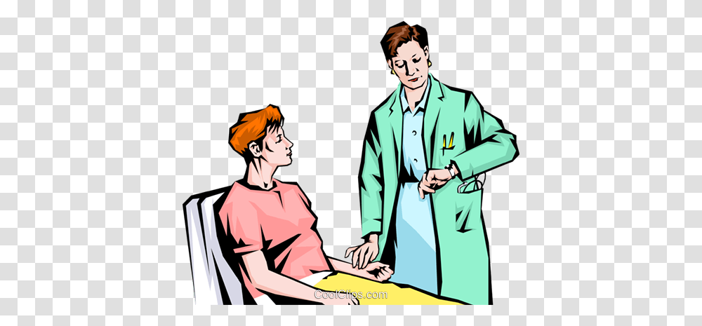 Nurse Checking Patients Pulse Royalty Free Vector Clip Art, Person, Human, Apparel Transparent Png