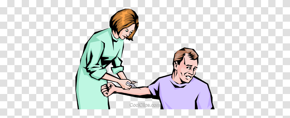 Nurse Giving Man A Hypodermic Needle Royalty Free Vector Clip Art, Person, Doctor, Arm, Teacher Transparent Png