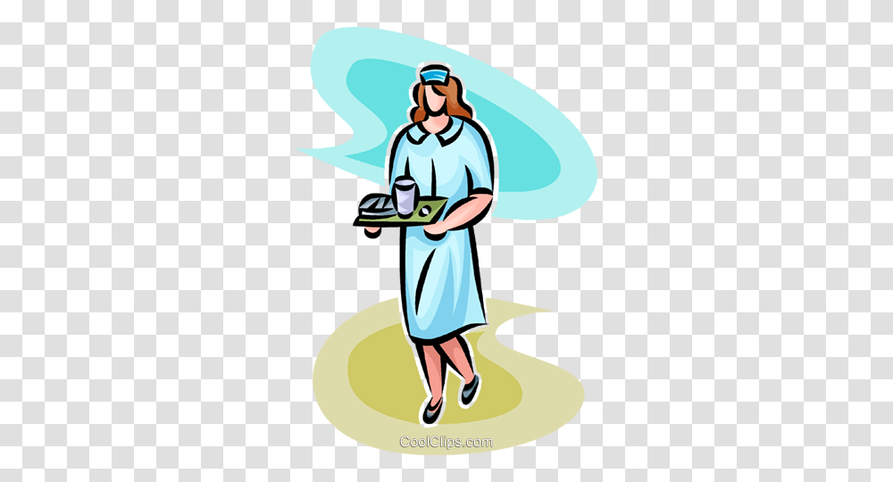 Nurse With A Tray Of Food Royalty Free Vector Clip Art, Person, Human, Poster, Advertisement Transparent Png