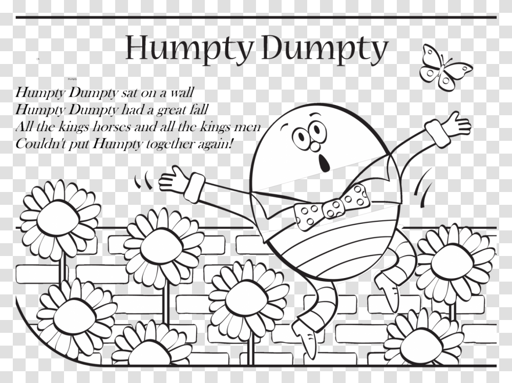 Nursery Rhyme Clipart Black And White After The Fall Humpty Dumpty Coloring Pages, Stencil, Drawing, Doodle Transparent Png