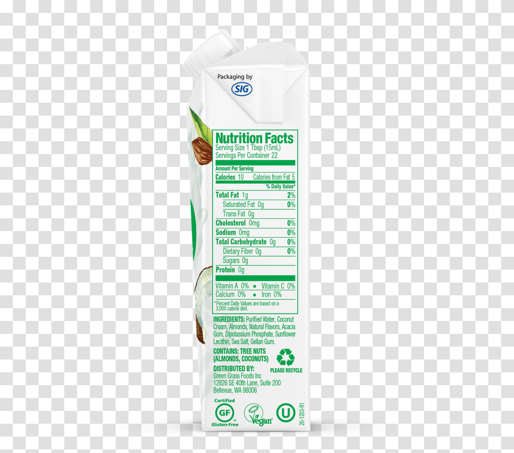Nut Pods Unsweetened Dairy Free Creamer, Label, Bottle, Food Transparent Png