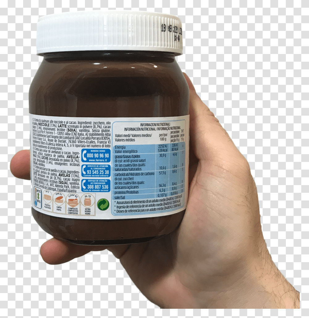 Nutella Gr 450 Italian LabelClass Shiitake, Person, Human, Food, Honey Transparent Png