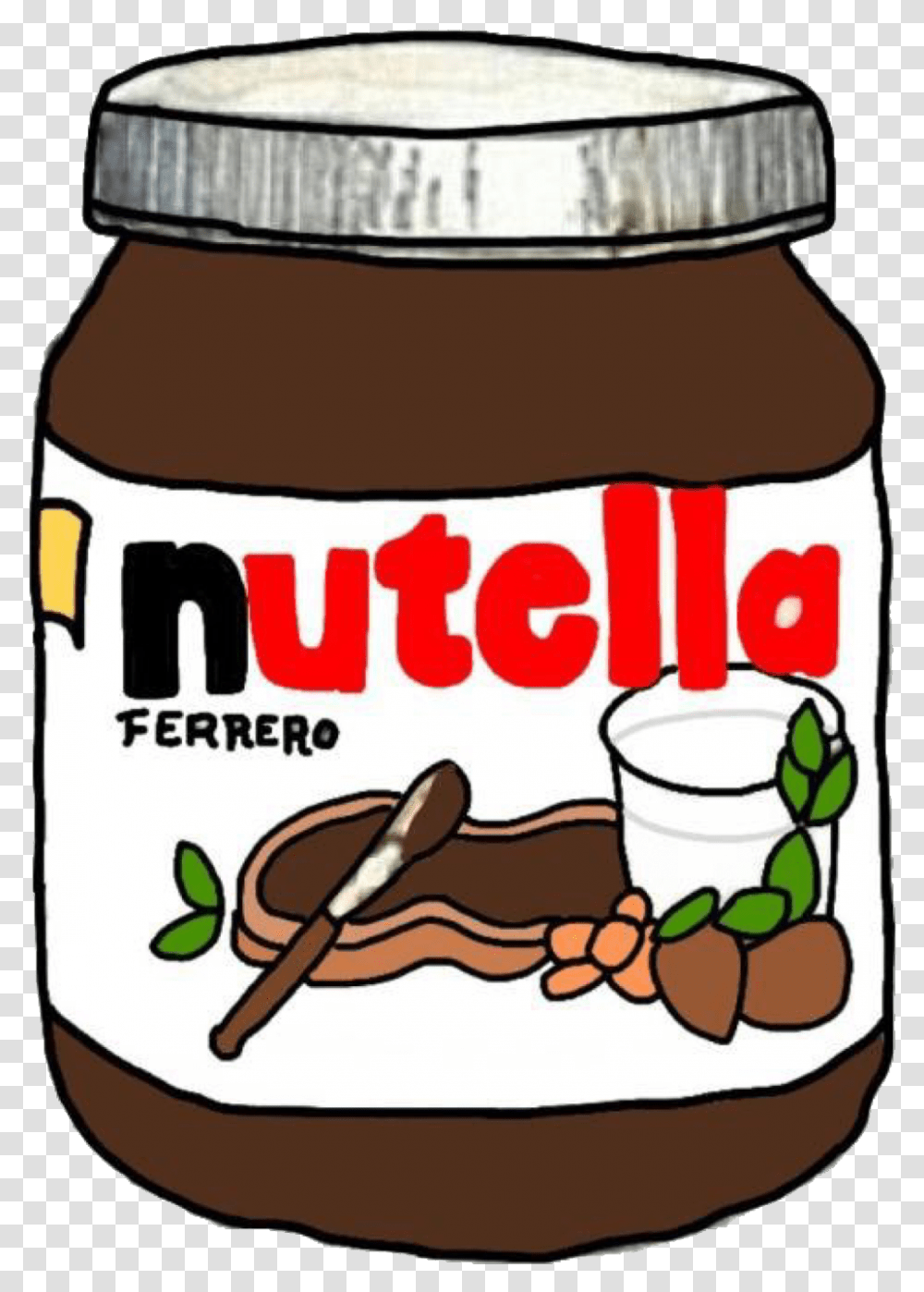 Nutella Sticker Stickers Tumblr Chocolate Nutella, Food, Jar, Peanut Butter, Label Transparent Png