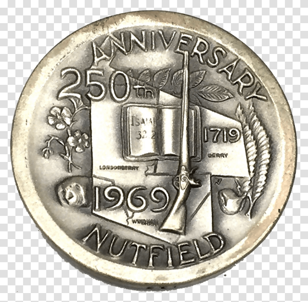 Nutfield 250th Medal Silver Dime, Nickel, Coin, Money, Helmet Transparent Png