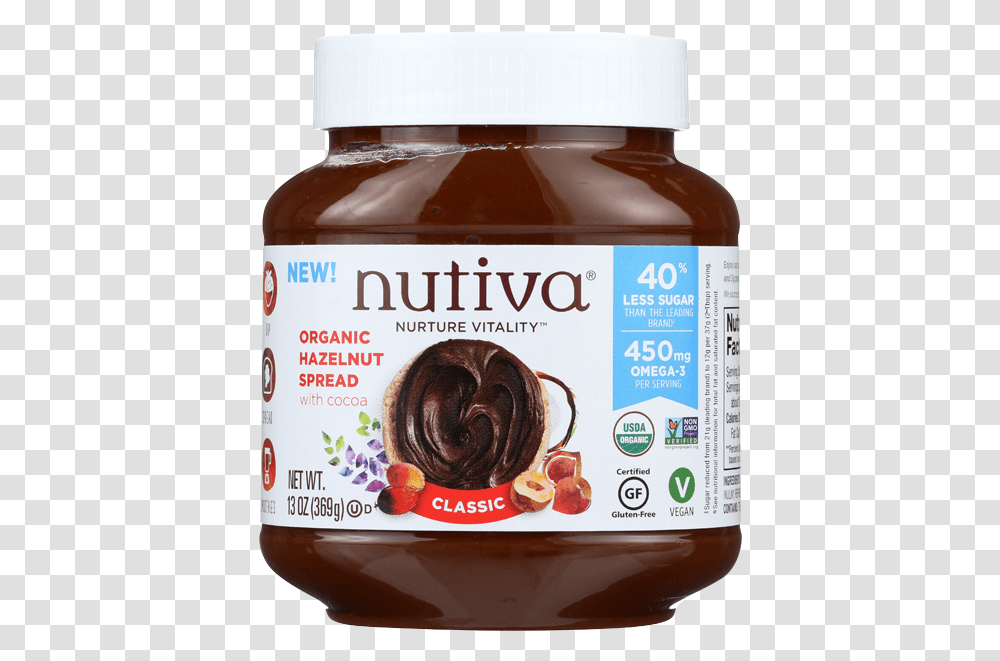 Nutiva Organic Hazelnut Spread With Cocoa Classic 13 Nutiva Hazelnut Spread, Food, Dessert, Chocolate, Honey Transparent Png