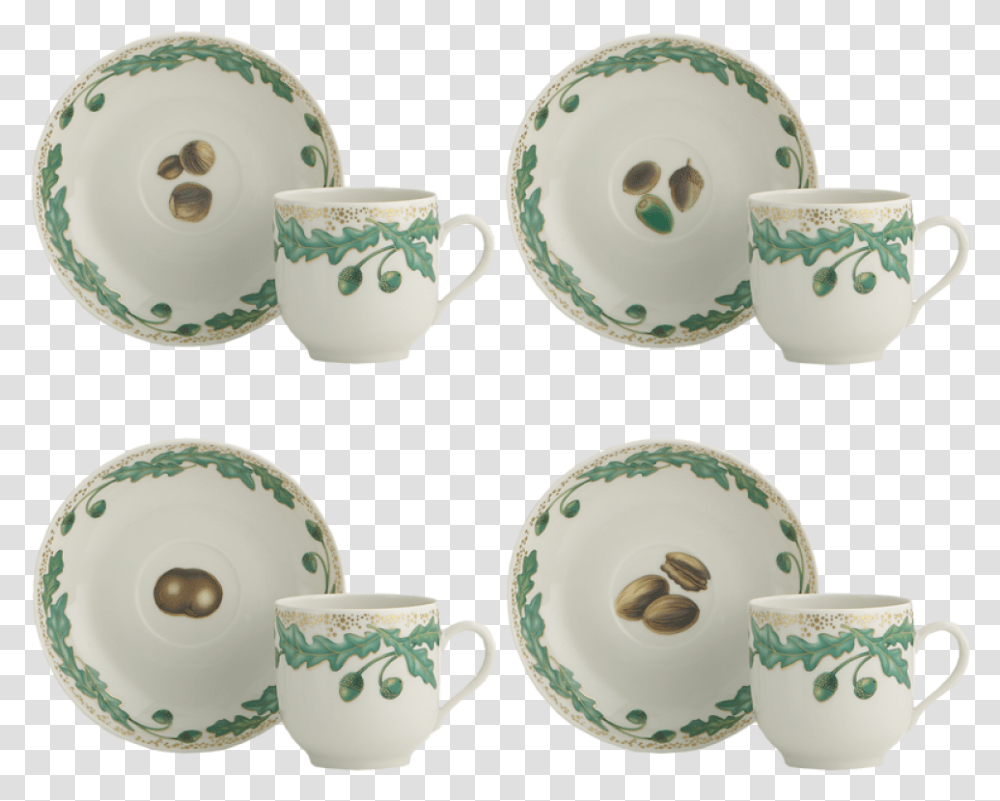 Nutleaf Tea Cup Amp Saucer Set Of Four Ceramic, Pottery, Coffee Cup, Turquoise Transparent Png