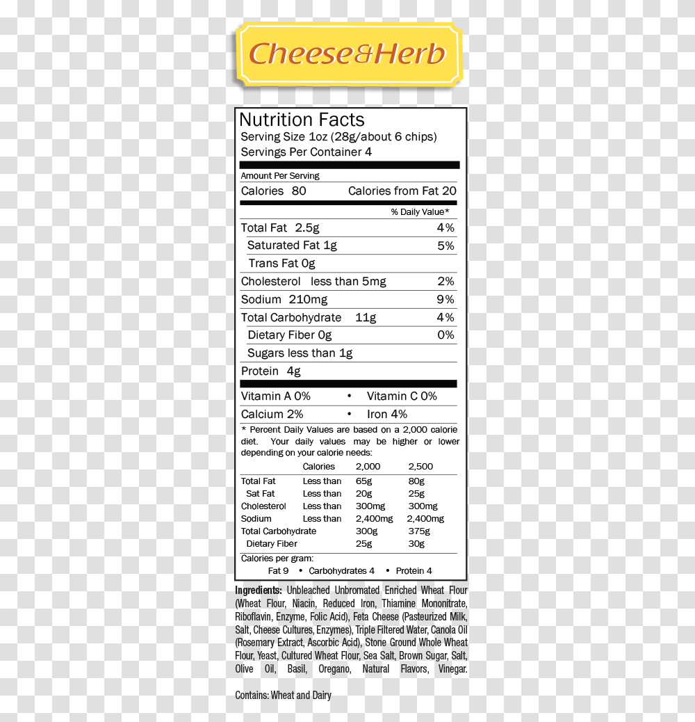 Nutrition Med Cheeseherb Nutrition Facts, Label, Page, Number Transparent Png