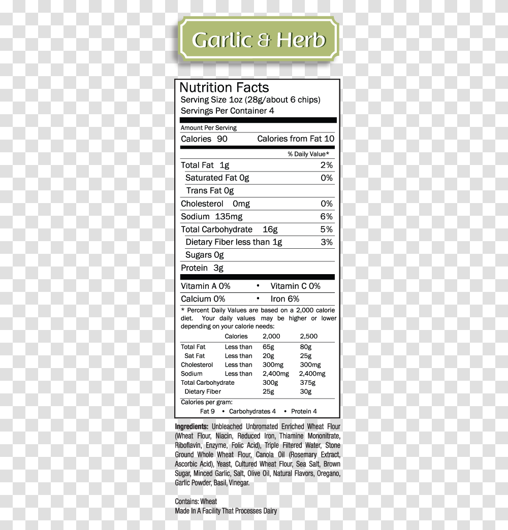 Nutrition Med Garlicherb Nutrition Facts, Label, Word, Page Transparent Png