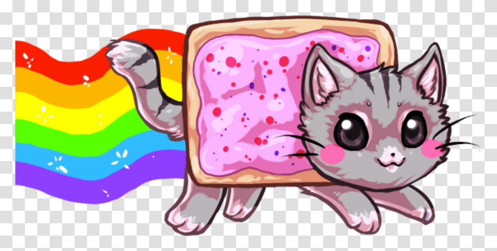 Nyan Cat Kawaii Bread Cute Pink Nyan Cat Kawaii, Mammal, Animal, Food, Pet Transparent Png