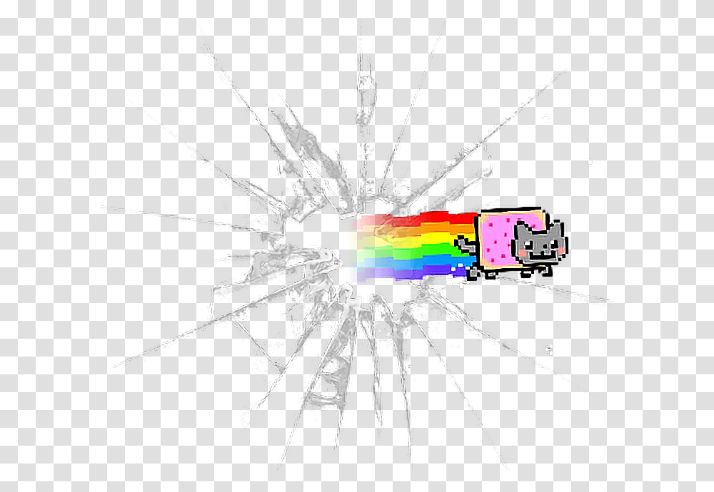 Nyan Cat Rainbow Bullet Hole In Glass, Light, Machine Transparent Png