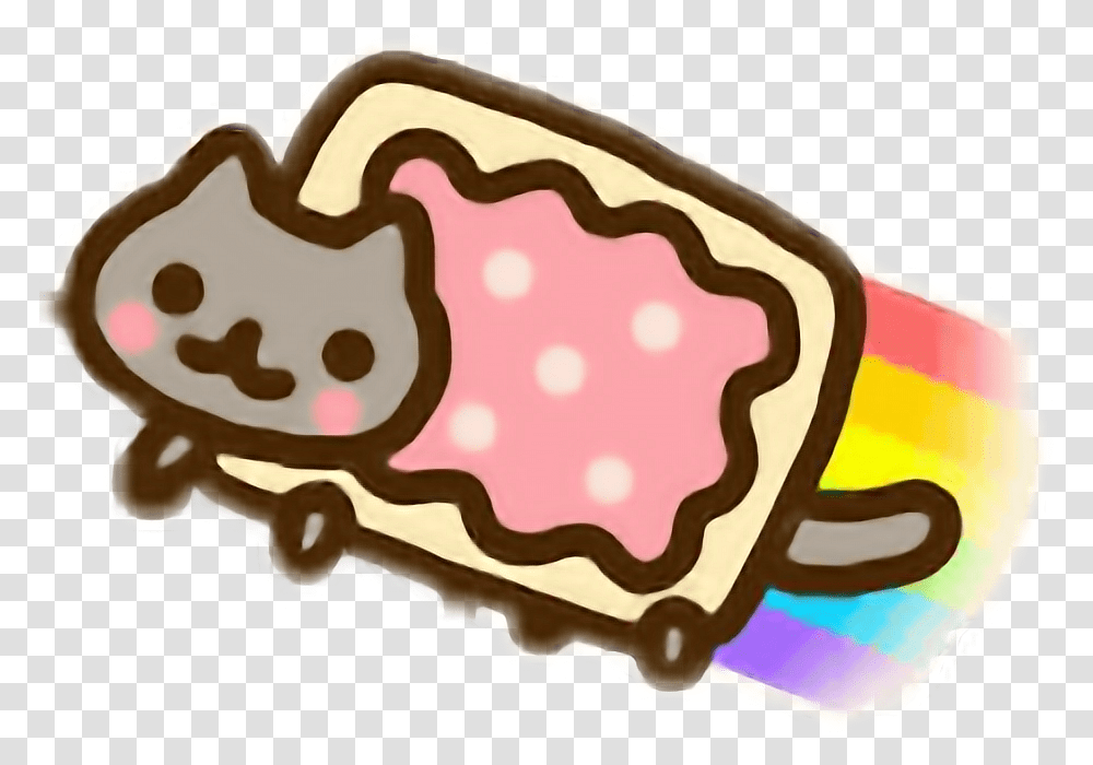 Nyancat Cute Adorable Rainbow Cat Poptart Cutie Kawiifr, Food, Cookie, Biscuit, Cow Transparent Png