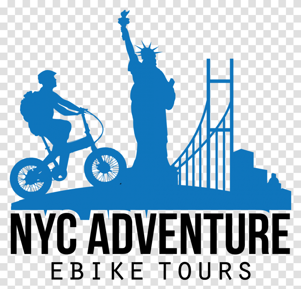 Nyc Adventure Ebike Tours Statue Of Liberty, Poster, Advertisement, Vehicle, Transportation Transparent Png