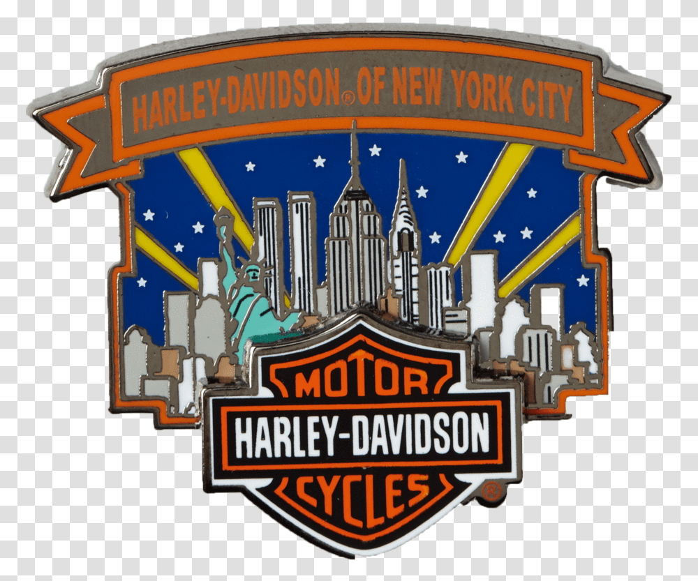 Nyc Skyline Pin Pins Harley Davidson New York, Logo, Trademark, Emblem Transparent Png