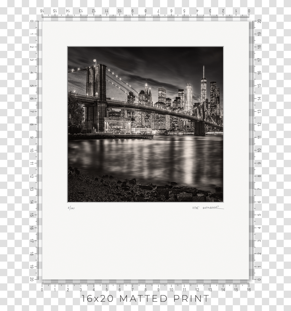Nyc Skyline - Igor Menaker Fine Art Photography New York, Building, Bridge, Suspension Bridge, Metropolis Transparent Png