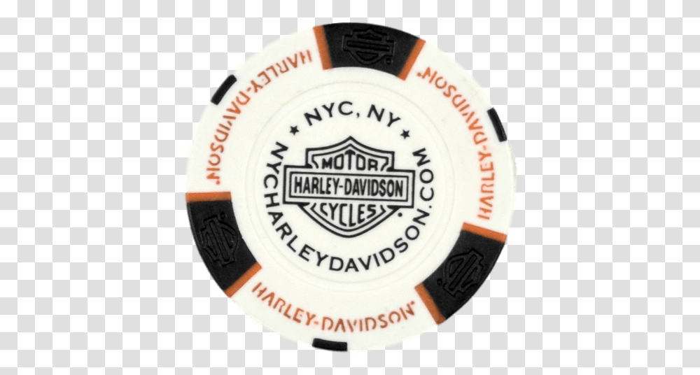Nyc White Poker Chip Harley Davidson, Tape, Label, Text, Logo Transparent Png