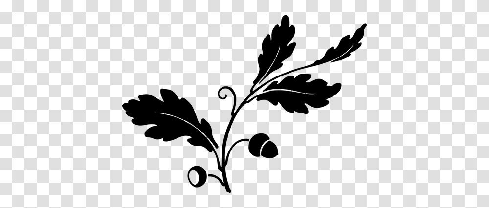 Oak Leaf And Acorns Silhouette Vector Drawing, Gray, World Of Warcraft Transparent Png