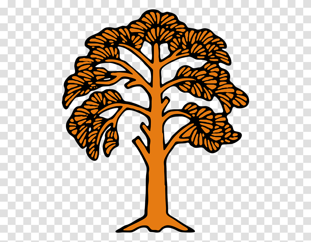 Oak Tree Silhouette Clipart Free Clipart Best Clipartsco Tree Clip Art, Plant, Pattern, Graphics, Ornament Transparent Png