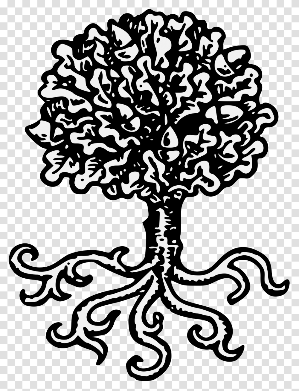 Oak Tree With Roots Heraldry Download House Rowan, Doodle, Drawing Transparent Png