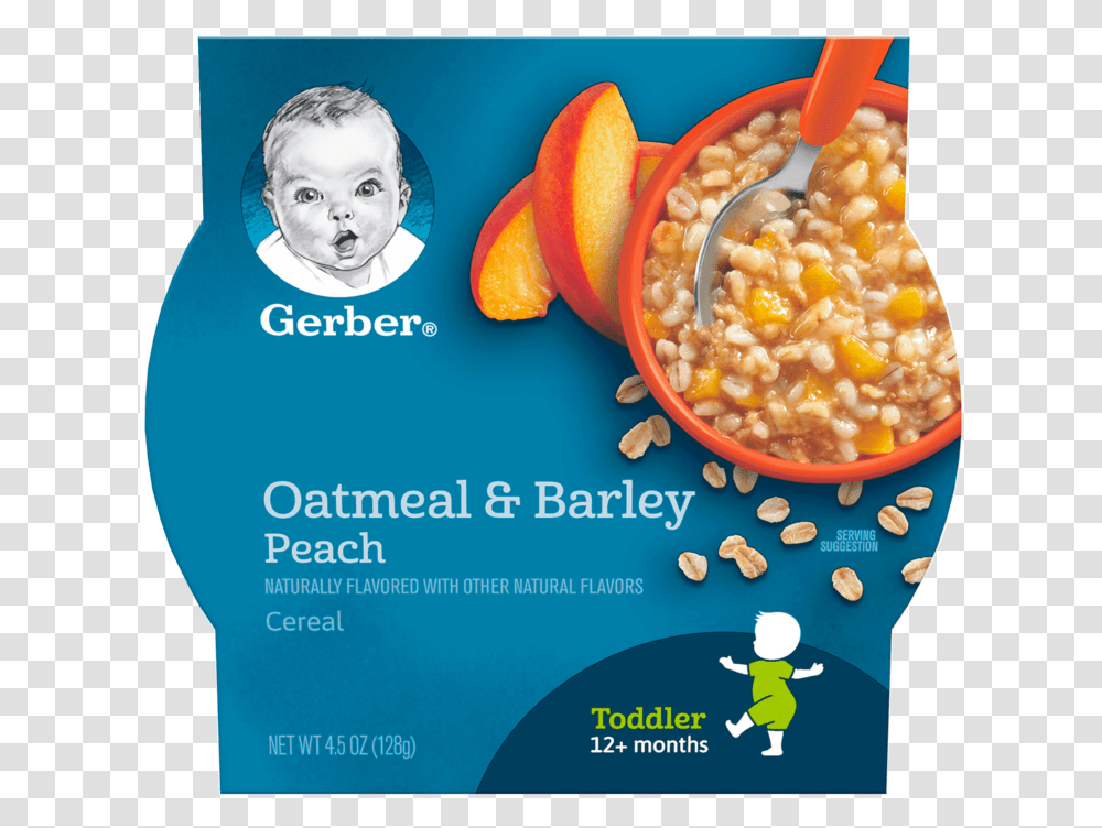 Oatmeal Amp Barley Peach Cereal Gerber Breakfast Buddies, Plant, Person, Human, Poster Transparent Png