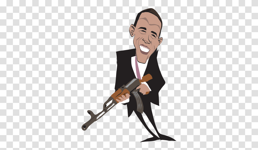 Obama Gun Facts Obama Gun Caricature, Person, Human, Weapon, Weaponry Transparent Png