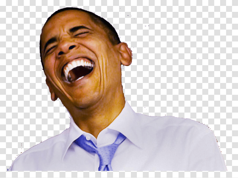 Obama Laughing Laughing, Face, Person, Human, Tie Transparent Png