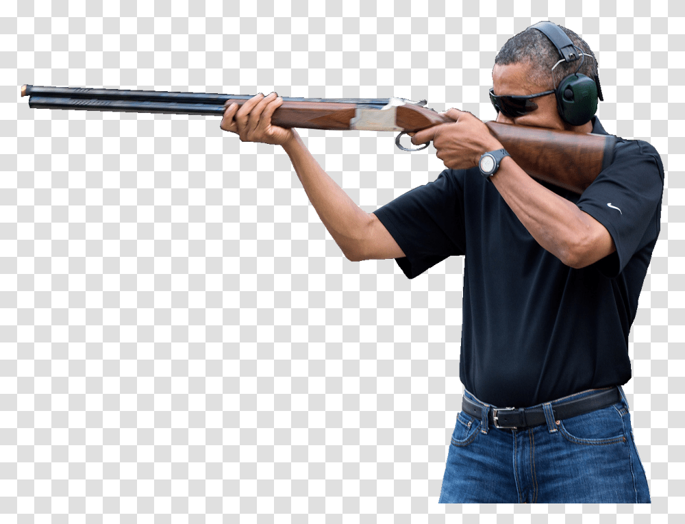 Obama Using A Gun, Person, Human, Weapon, Weaponry Transparent Png