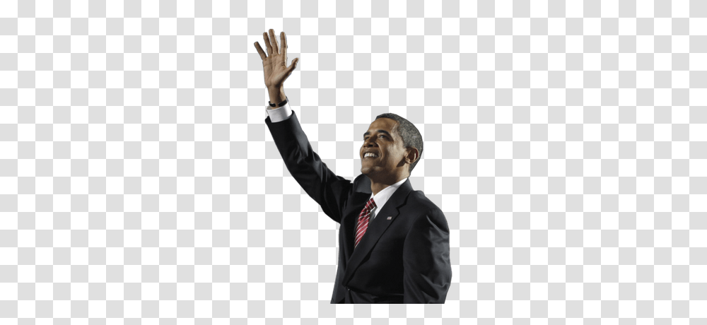 Obama Waving Looking Up, Tie, Suit, Overcoat Transparent Png