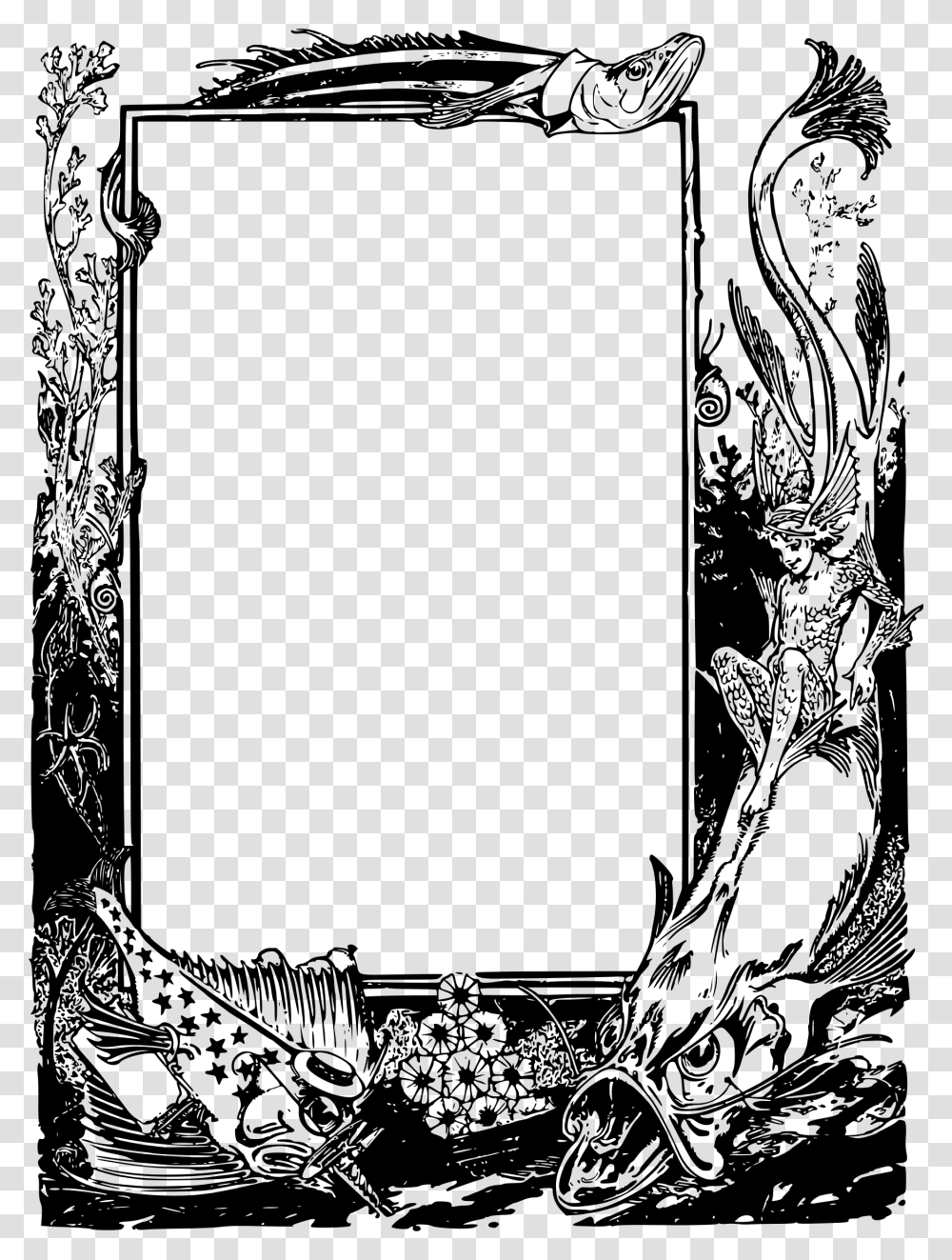 Ocean Border Clip Art Black And White, Gray, World Of Warcraft Transparent Png