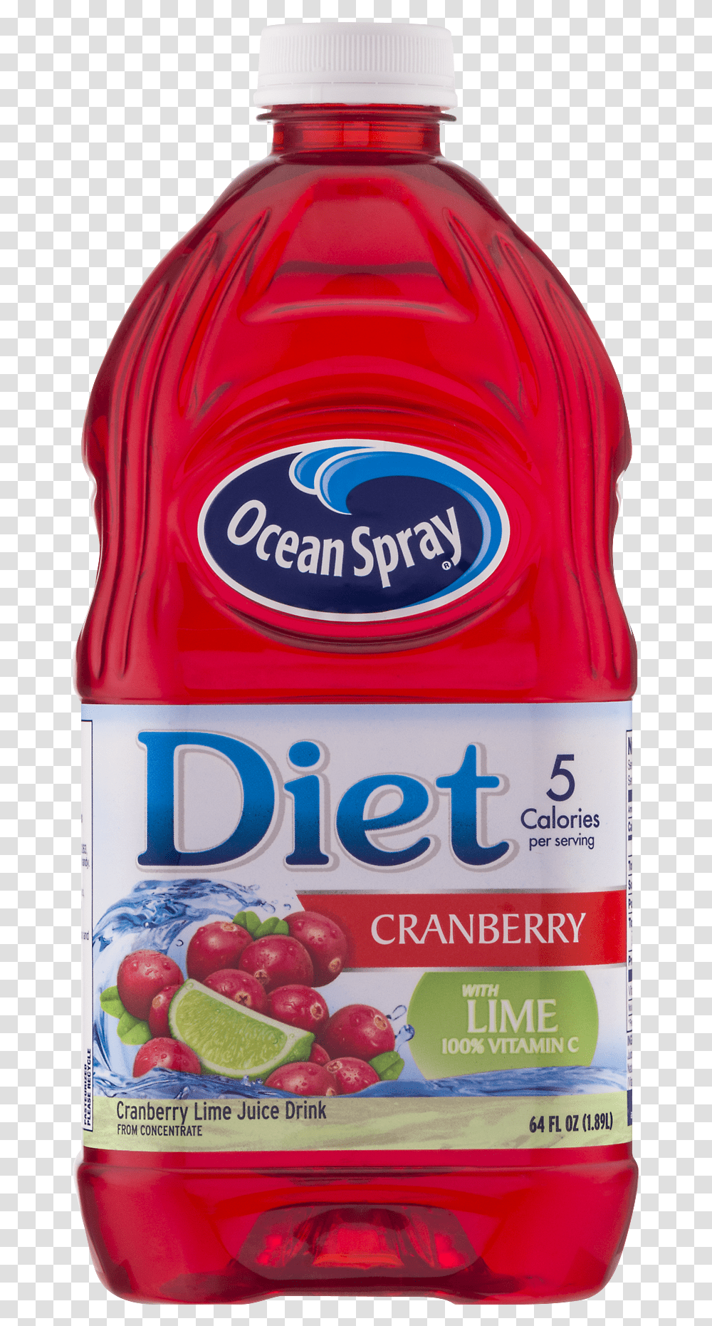 Ocean Spray Diet Cranberry With Lime Juice Drink Ocean Spray Diet Cranberry, Plant, Beverage, Food, Bottle Transparent Png