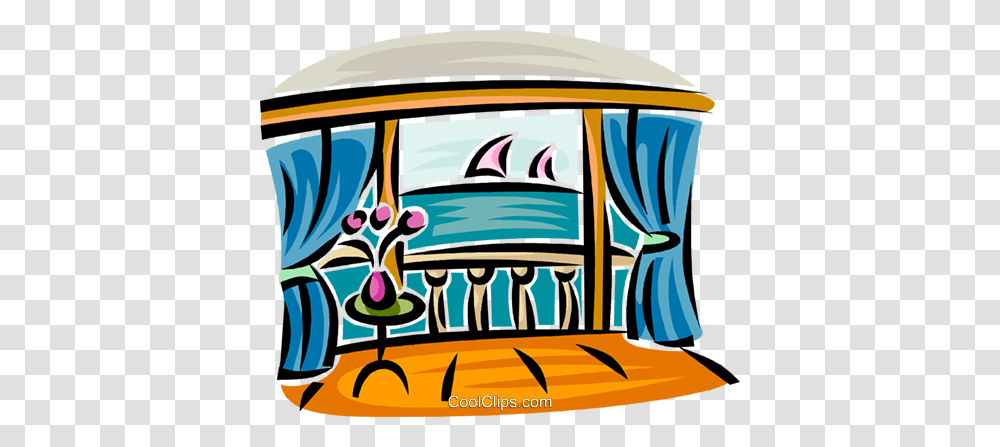 Ocean View From A Balcony Royalty Free Vector Clip Art, Car, Vehicle, Transportation, Housing Transparent Png