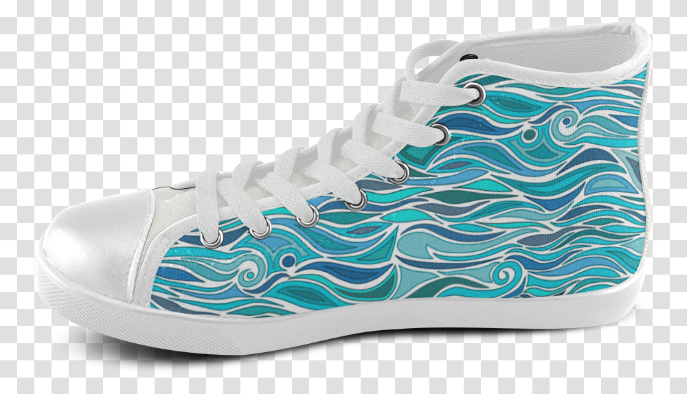 Ocean Waves Blue Abstract Doodle By Artformdesigns Tennis Shoe, Apparel, Footwear, Sneaker Transparent Png