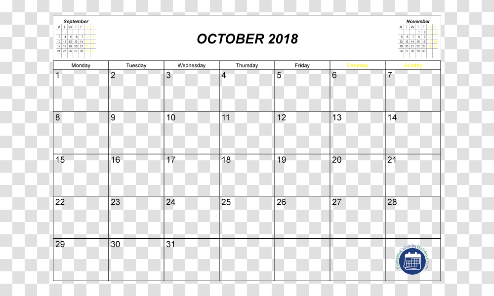 October 2018 Calendar With Holidays 2020 Black October Calendar, Cooktop, Indoors, Page Transparent Png