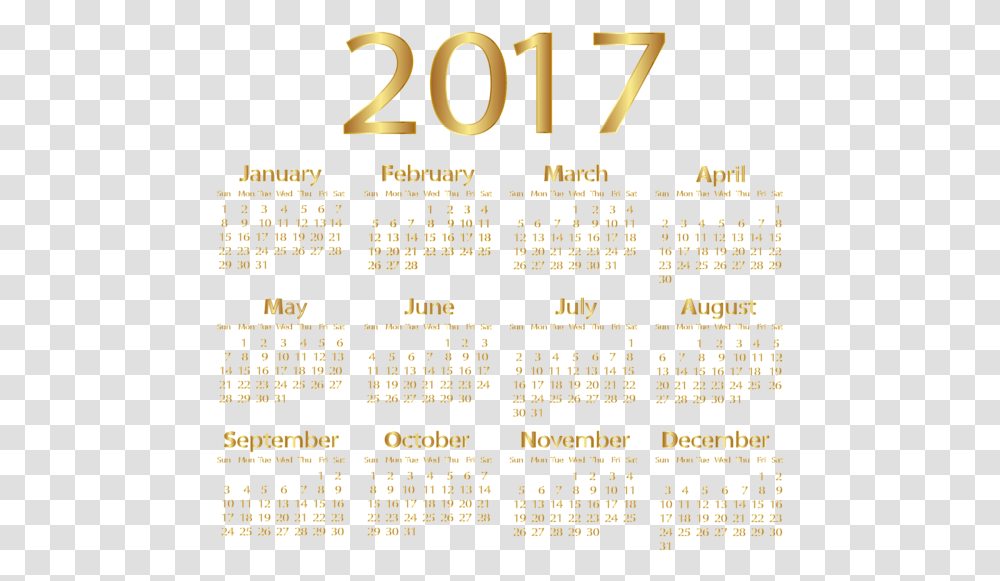 October Calendar 2017 Gold, Number, Menu Transparent Png