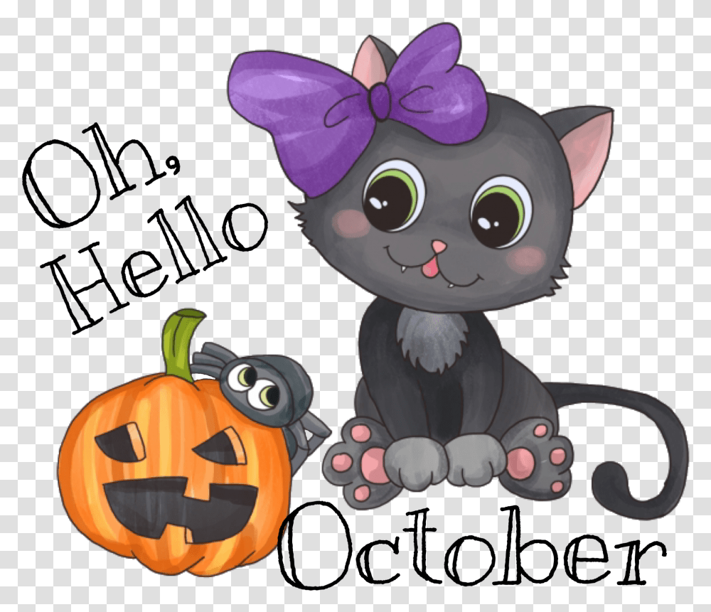 October Cat Jackolantern Sticker By Cindy Mcdaniel Disegno Di Halloween Gatto, Toy, Animal Transparent Png