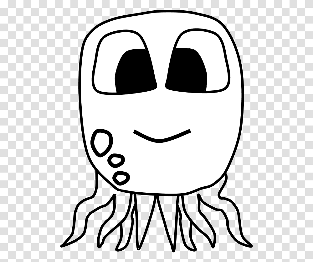 Octopus Big Eyes Black And White Cartoon Animal, Stencil, Face, Wasp Transparent Png