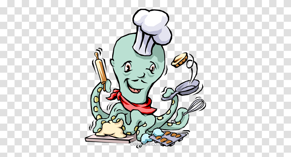 Octopus Chef Royalty Free Vector Clip Art Illustration, Doodle, Drawing, Outdoors Transparent Png